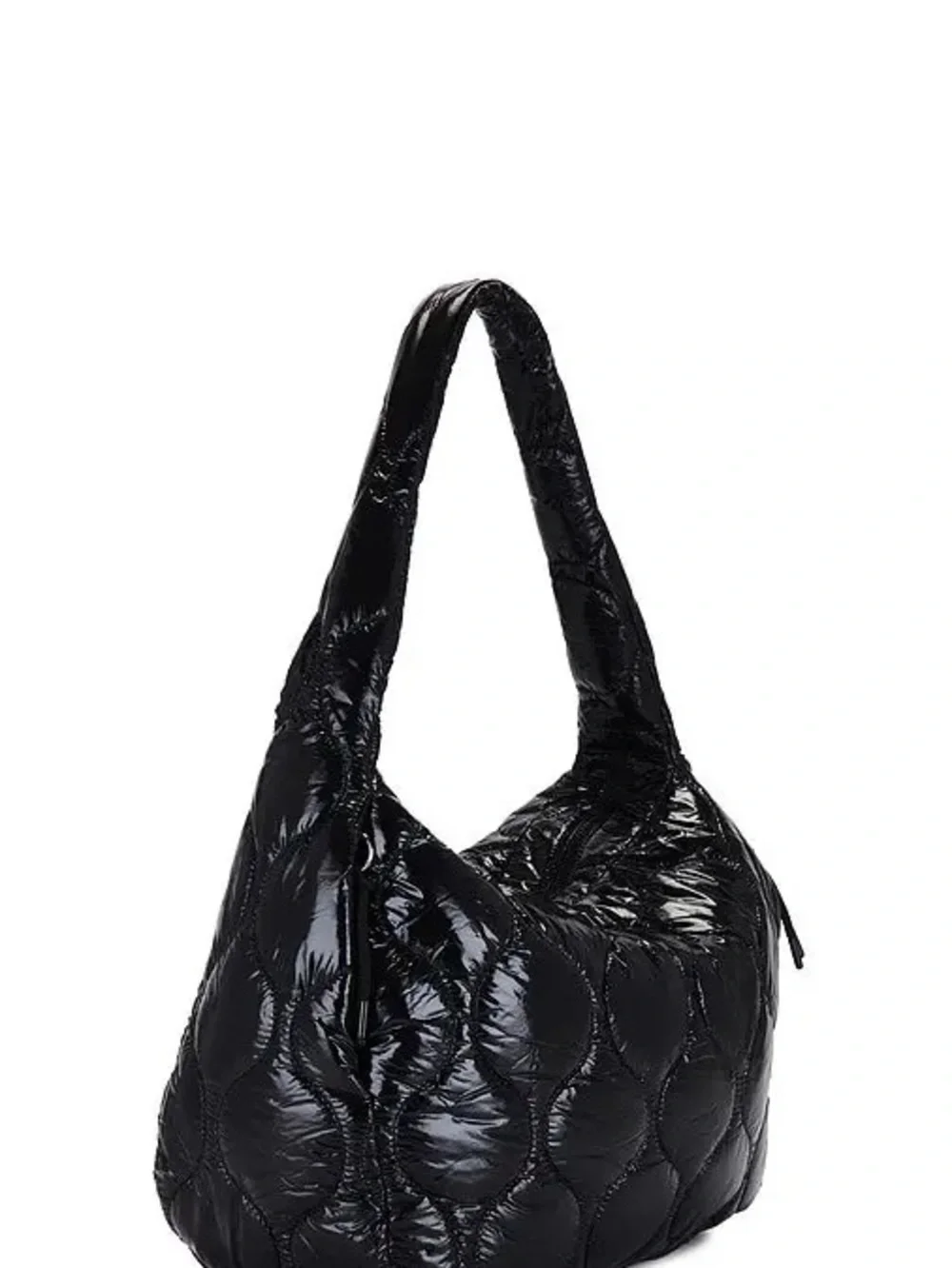 fp movement free people surplus shine carryall black patent puffer bag nwt